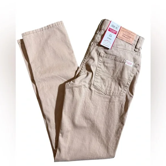 💜 NWT Levi Strauss Boys Slim Fit Chino Pants Size 16 Reg Kahki - Picture 6 of 8